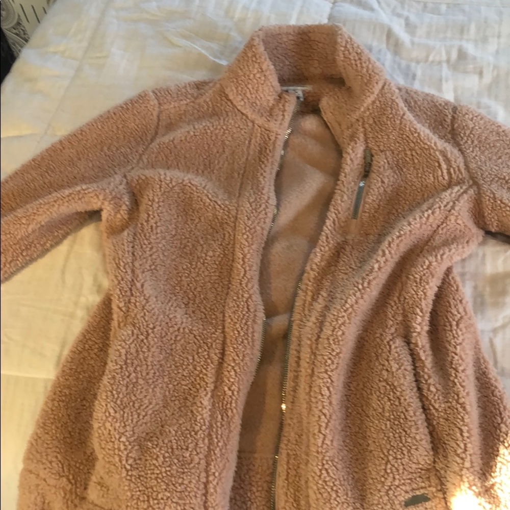 pink sip up sweater fuzzy